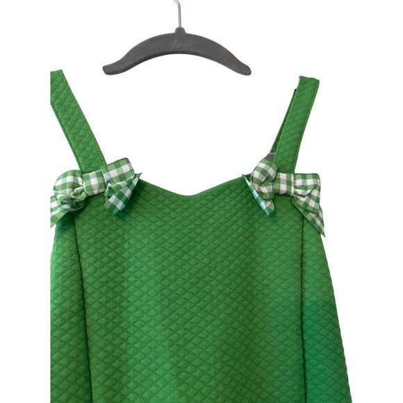 Janie And Jack Green Quilted Gingham Bow Romper Girls Size 8T - Picture 3 of 12